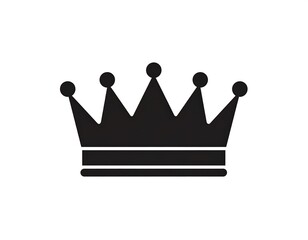 Black silhouette of a crown on a white background. It features five rounded points on top and a horizontal base
