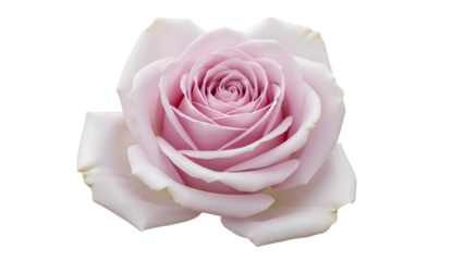 Beautiful light pink rose flower isolated on transparent background with delicate petals
