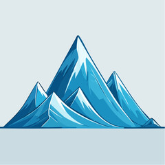 Illustration of a mountain range with snow-capped peaks against a light background.
