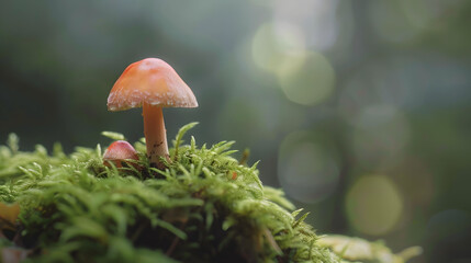 watercolor car painting tiny mushroom on moss