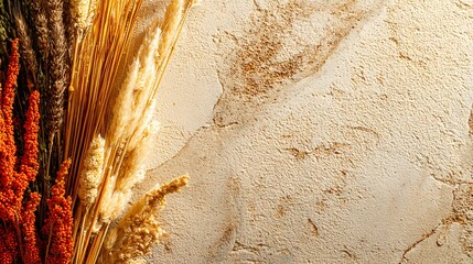 Autumn home decoration close up, muted colors, holiday photorealistic aesthetic background