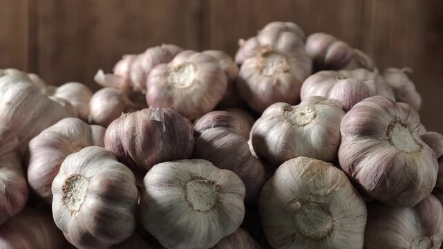 Close-up view of fresh garlic.