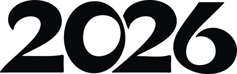 Black numbers 2026 in bold stylized font on white background vector