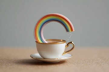 a small rainbow arching out of cup