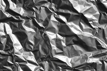 Shiny metal silver gray foil leaf crumpled texture background