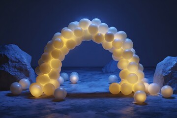 a glowing balloon arch