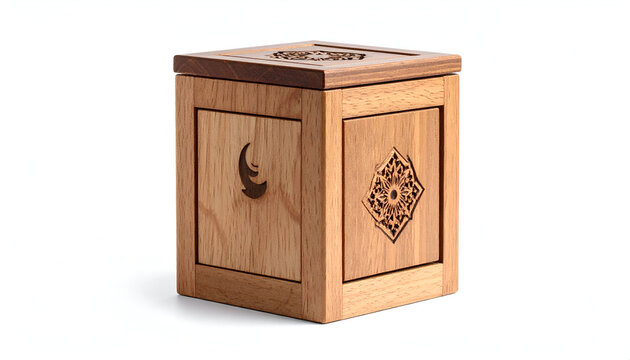 Wooden Prayer Box with Intricate Islamic Engravings