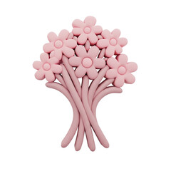 Delicate pink bouquet isolated on transparent background