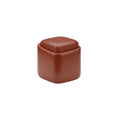 Brown cube object isolated on transparent background