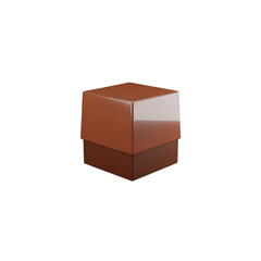 Brown cube on white background isolated on transparent background