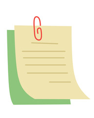 Yellow sheet of paper with a red metal paper clip