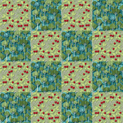 木とさくらんぼの模様