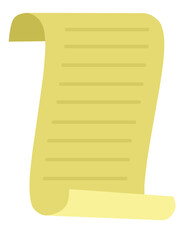 Blank vintage yellow paper scroll for writing message or letter