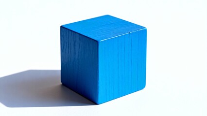 Fototapeta premium Blue Wooden Cube on White Background