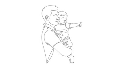 Father holding child pointing towards something interesting.