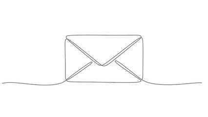 Minimalist single line drawing of an envelope with flowing lines.