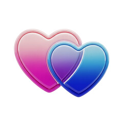 Pink and Blue Hearts Intertwined with Gradient Colors on Black love symbol isolated on a transparent background