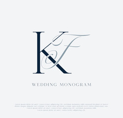 Elegant KF intertwined initials wedding monogram logo