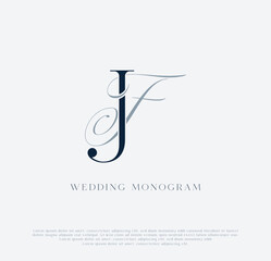 Elegant JF intertwined initials wedding monogram logo