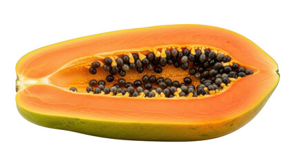 Freshly cut papaya with seeds