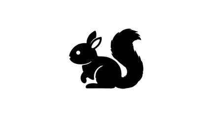 Black squirrel silhouette icon. Stylized wild animal graphic element for design projects on a clean white background.