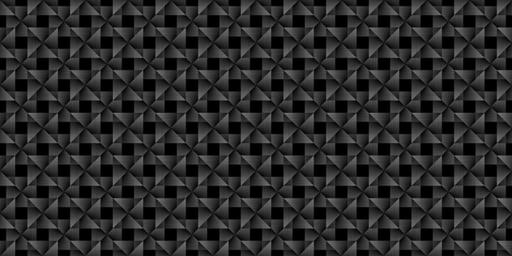 Intricate dark grey geometric pattern featuring interlocking four pointed stars and small black squares creating a sophisticated 3D textured surface