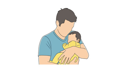 Father holding his baby with love and care.