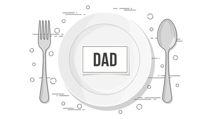 A White Plate with the Word Dad Written on it.