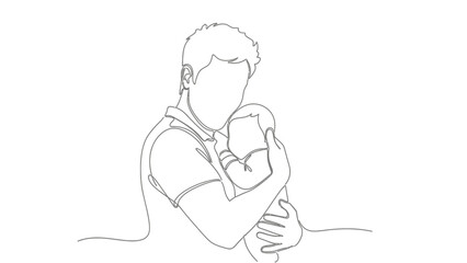 Father holding his baby in a loving embrace.