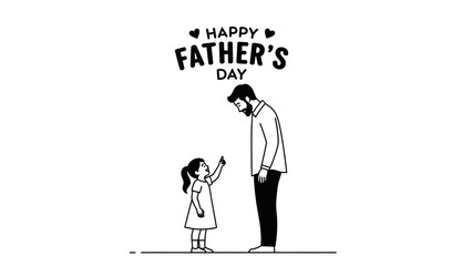 Happy Fathers Day illustration with father and daughter bonding.