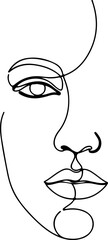 Minimal One Line Face Art Abstract Woman Portrait Continuous Line Drawing, Abstract One Line Face Minimal Portrait Continuous Line Art Illustration