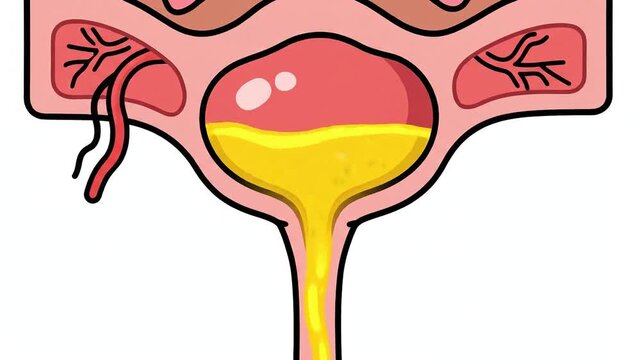 Illustration of a kidney with a urinary tract infection.