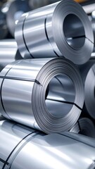 Rolled metal coils stacked