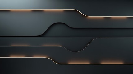 Dark Minimal Tech Abstract With Gold Lines