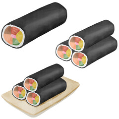 水彩風の恵方巻きイラスト