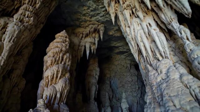 Stalactite landscape in the cave
