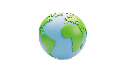 3D Earth Globe on White Background
