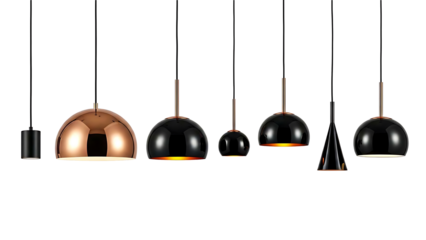 Modern hanging pendant lights isolated on white background
