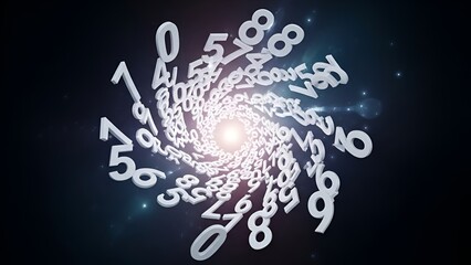 Swirling Numerical Cosmos: A Mesmerizing Dance of Digits in a Celestial Void