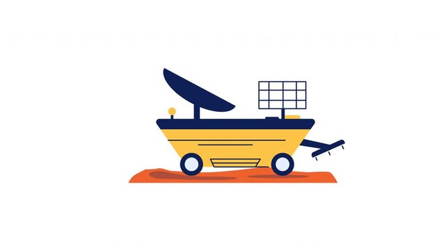 Animated Robotic Rover Navigating Alien Terrain Exploring Distant Worlds With Advanced Technology
