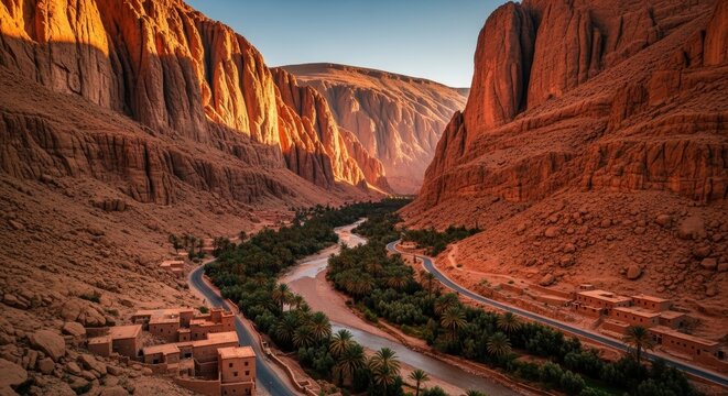Spectacular Todra Gorge in Morocco displaying towering cliffs and serene oasis