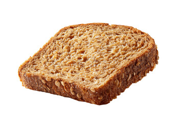 Whole grain bread slice with seeds isolated on a transparent background