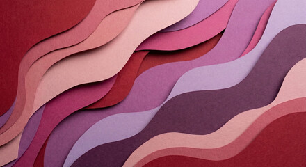  Abstract wavy layered paper background in pink and purple
