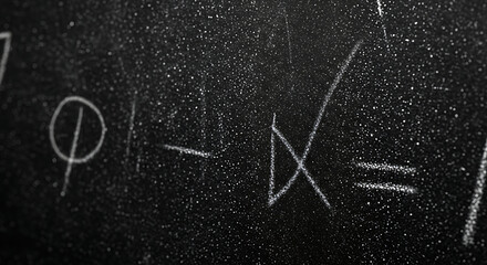 Close up of mathematical equation written in chalk on a blackboard