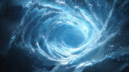 Abstract blue ice vortex swirl background