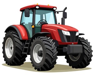 Obraz premium A vibrant, cartoon-style depiction of a modern red tractor