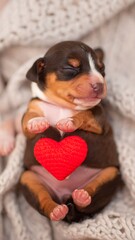 Tiny puppy with heart