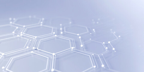 Abstract hexagonal network structure with glowing nodes and lines background technology