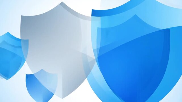 abstract blue shields on white background for protection and security concepts