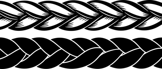 Fototapeta premium intricate braided rope border design a grayscale ornamental pattern with flowing curves ideal for textures on transparent background high quality professional